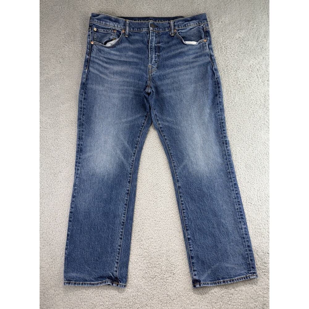 American Eagle Men Original Bootcut Jeans 38X30 Medium Wash 100% Cotton Denim